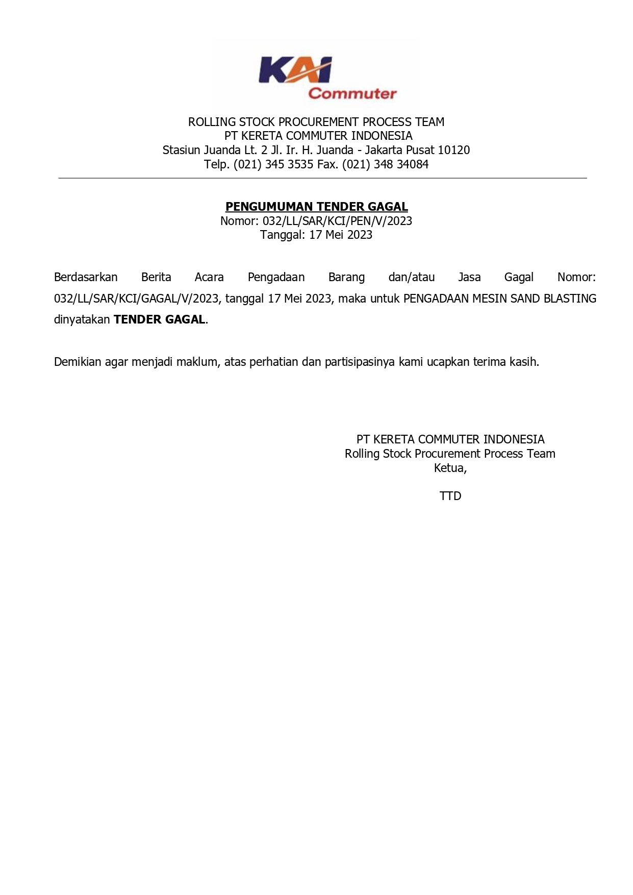 032 pen gagal lelang mesin sand blasting page 0001